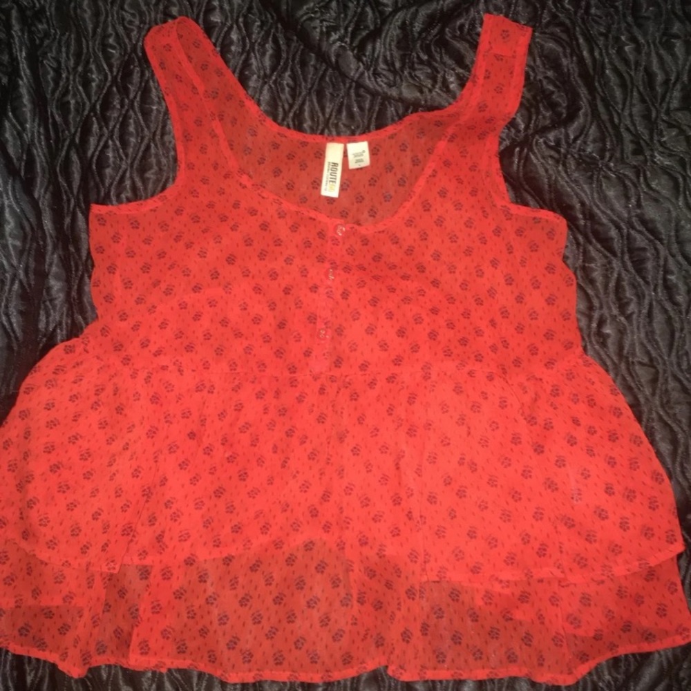 Red sheer top